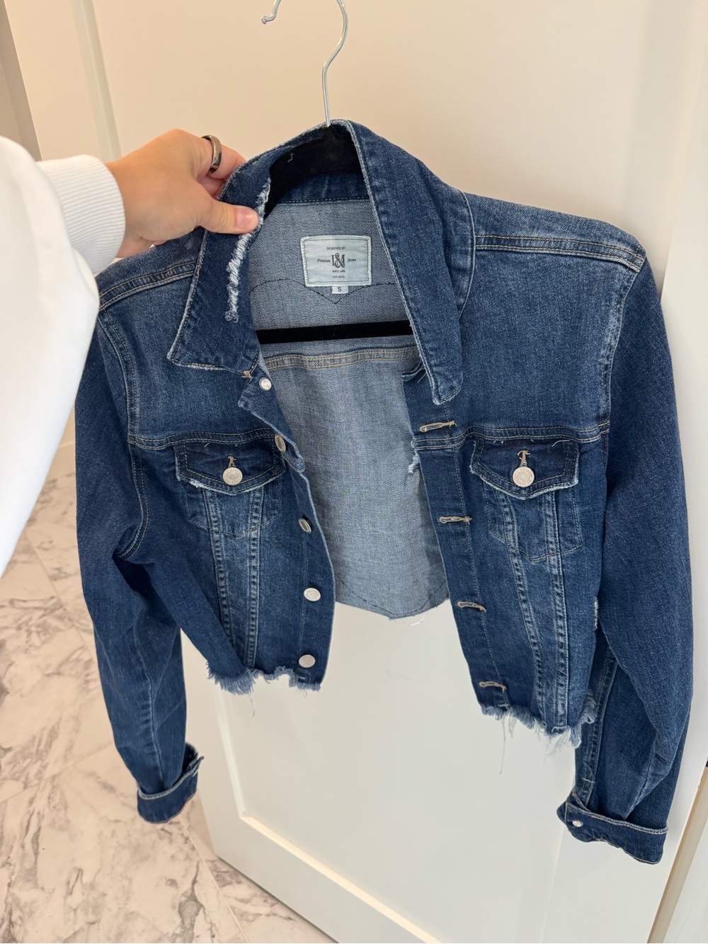 Black Label Cropped Rolling Stones Denim Jacket